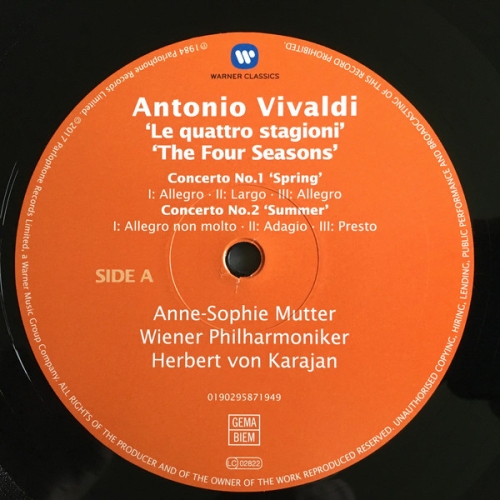 Картинка Vivaldi The Four Seasons Anne-Sophie Mutter Herbert von Karajan Wiener Philharmoniker (LP) Warner Classics 393570 190295871949 фото 4