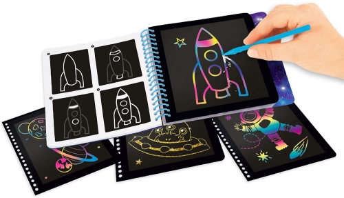 Картинка Мини альбом для творчества и рисования Trends Magic Scratch Space Волшебное царапание Космос Скретчинг для мальчиков 0411404 4010070569143 фото 2
