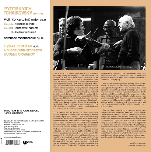 Картинка Itzhak Perlman Tchaikovsky Violin Concerto Ormandy (LP) Warner Classics 401580 190296158803 фото 2