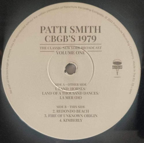 Картинка Patti Smith CBGB'S 1979 The Classic New York Broadcast Volume One (2LP) Parachute Music 402087 803341550391 фото 3