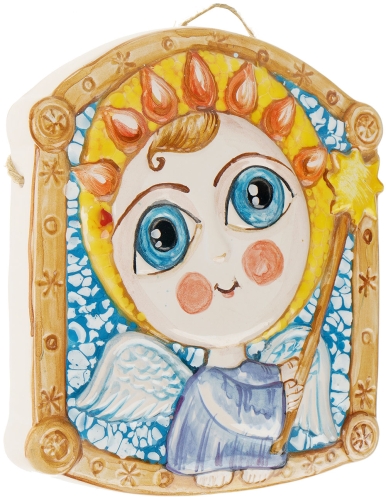 Картинка Панно Ангелочек со звездой керамическое декоративное КМ Ариадна КМА-ПД-49 2424680005847 фото 2
