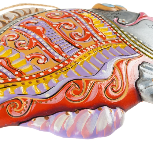 Картинка Панно декоративное Рыба Пряник красно-фиолетовая керамическое авторской ручной работы КМ Ариадна КМА-ПД-63 2424680006905 фото 4