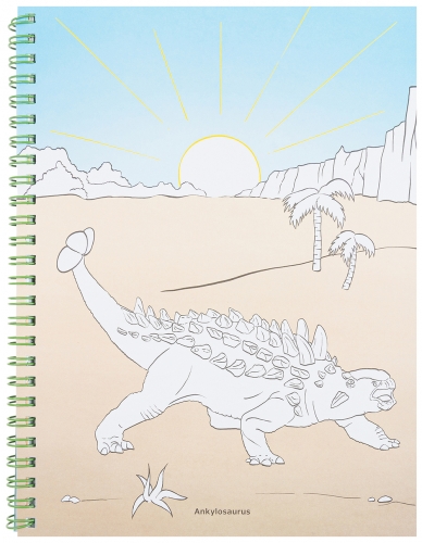 Картинка Альбом для рисования с набором цветных карандашей для мальчиков Dino World Динозавр раскраска для творчества 046852 4010070449278 фото 5