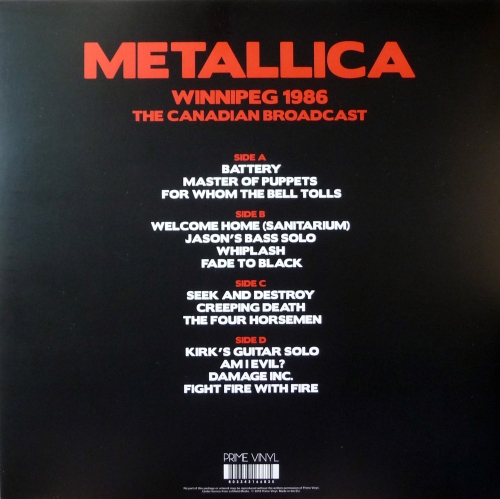 Картинка Metallica Winnipeg 1986 The Canadian Broadcast (2LP) Prime Vinyl 401381 803343166835 фото 5