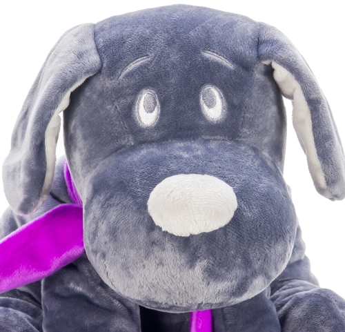 Картинка Игрушка мягкая Собака 45 см (серая/фиолетовая) Lapkin AT365215 4627093652150 фото 2