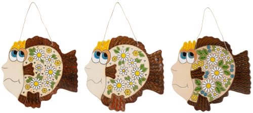 Картинка Панно МАЛОЕ Рыба Королева цветы керамическое декоративное авторской ручной работы КМ Ариадна КМА-ПД-04 2424680005144 фото 2