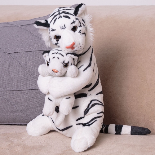Картинка Мягкая игрушка Белый Тигр с детенышем 35 см ТО-МА-ТО DW303007809W 4650197708713