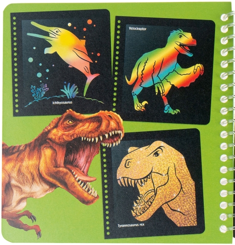 Картинка Мини-Альбом для творчества и рисования Волшебное царапание Dino World Magic Scratch Динозавр Скретчинг 0410711/зеленый 2424680004994 фото 3