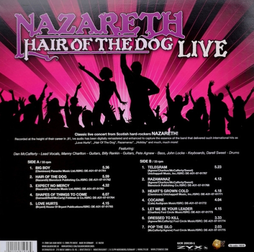 Картинка Nazareth Hair Of The Dog Live (LP) ZYX Music 400056 090204819584 фото 3