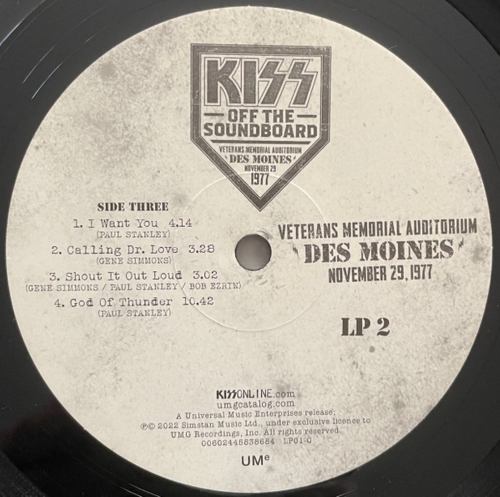 Картинка Kiss Off The Soundboard Veterans Memorial Auditorium Des Moines November 1977 Black Vinyl (2LP) Universal Music 401969 602445825578 фото 8