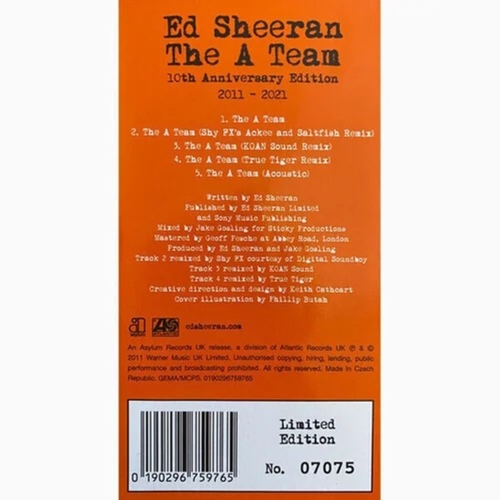 Картинка Ed Sheeran The A-Team Single Clear Picture Disc (LP) Warner Music 400564 190296759765 фото 4