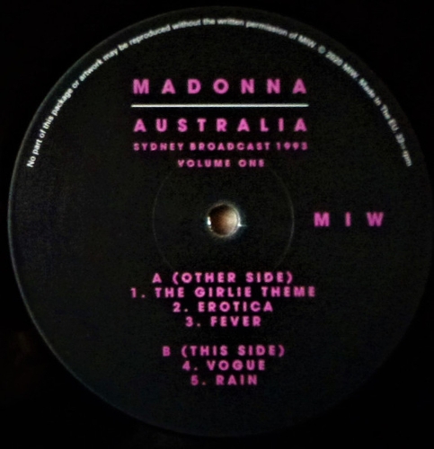 Картинка Madonna Australia Sydney Broadcast 1993 Volume One (2LP) MIW Music 400650 803343239522 фото 6