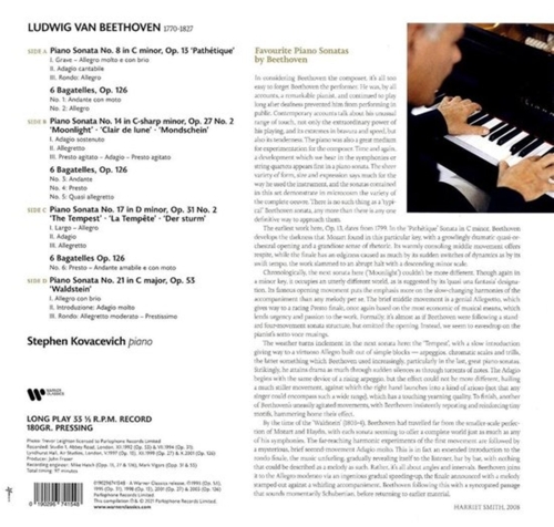 Картинка Beethoven Piano Sonatas Nos. 8 14 17 & 21 Bagatelles Op. 126 Stephen Kovacevich (2LP) Warner Classics Music 402133 190296741548 фото 2