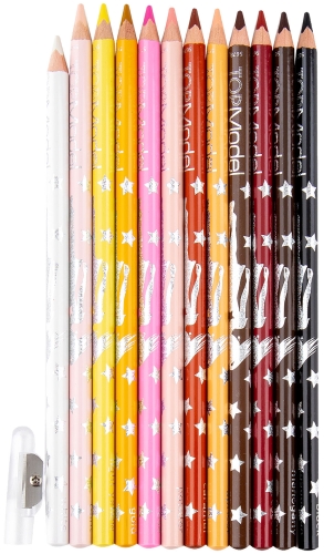 Картинка Набор красивых цветных карандашей для рисования с точилкой TOPModel Цвета кожи и волос 12 штук Топ Модель 045678/005678 4010070401603 фото 2