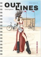 Картинка Раскраска скетчбук OUTLINES Burning Man Фантастические образы и наряды в стилистике киберпанк 236BM 2424680006363