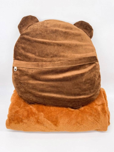 Картинка Мягкая игрушка-подушка Мишка с пледом 33 см Mimis Mi140 4687201933113 фото 6