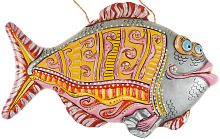 Картинка Панно декоративное Рыба Пряник желто-розовая керамическое авторской ручной работы КМ Ариадна КМА-ПД-62 2424680006899