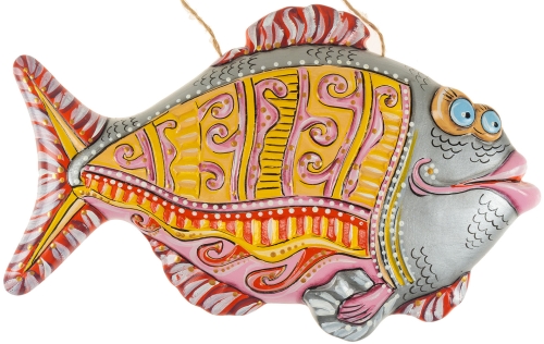 Картинка Панно декоративное Рыба Пряник желто-розовая керамическое авторской ручной работы КМ Ариадна КМА-ПД-62 2424680006899