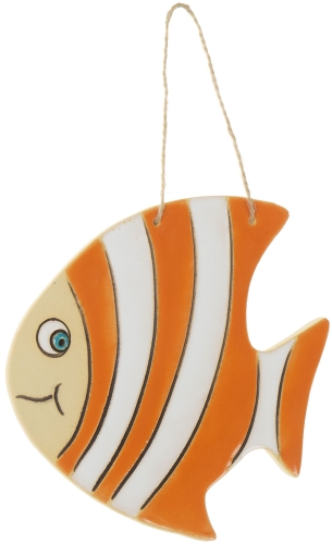 Картинка Панно Рыба полосатик оранжевая керамическое декоративное авторской ручной работы КМ Ариадна КМА-ПД-43 2424680005724 фото 2