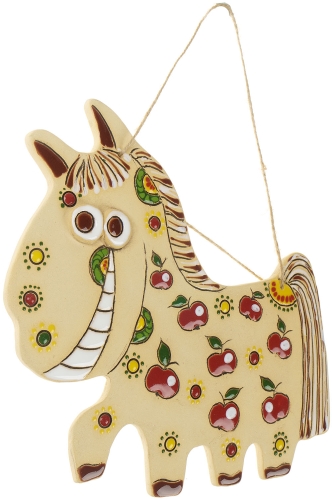 Картинка Панно Конь в яблоках керамическое декоративное авторской ручной работы КМ Ариадна КМА-ПД-34 2424680005588 фото 2