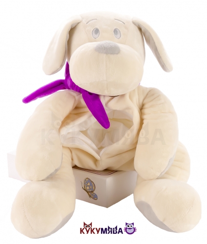 Картинка Игрушка мягкая Собака 45 см (белая/фиолетовая) Lapkin AT365212 4627093652129 фото 6