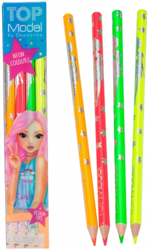 Картинка Набор красивых цветных карандашей ярких неоновых цветов (4 штуки) TOPModel Neon Colours Топ Модель для девочек 046399/006399 4010070372521
