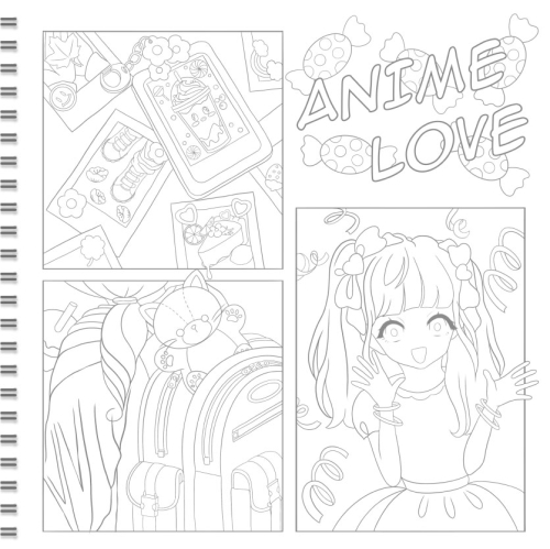 Картинка Раскраска скетчбук OUTLINES Anime Love Манга и аниме 240A 2424680006950 фото 2