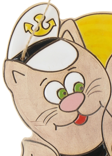 Картинка Панно Кот моряк с кошкой керамическое декоративное авторской ручной работы КМ Ариадна КМА-ПД-37 2424680005618 фото 4