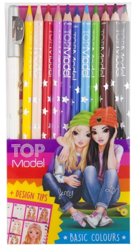 Картинка Набор красивых цветных карандашей для рисования 12 цветов с точилкой TOPModel Basic Colours Топ Модель для девочек 046694/006694 4010070367633