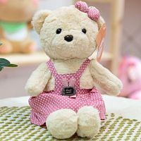 Картинка Мягкая игрушка Медведь 40 см в красно-розовом сарафане ТО-МА-ТО DL404012102R 4610136044852