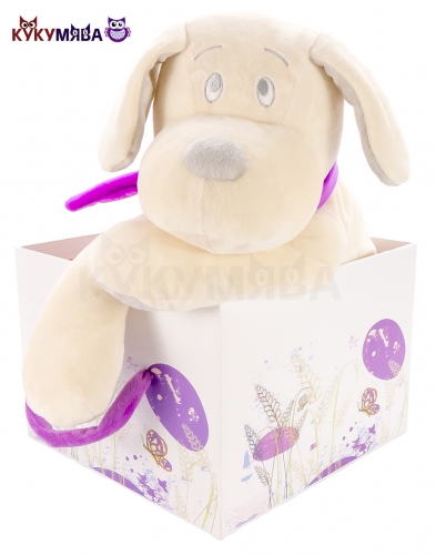 Картинка Игрушка мягкая Собака 45 см (белая/фиолетовая) Lapkin AT365212 4627093652129 фото 3
