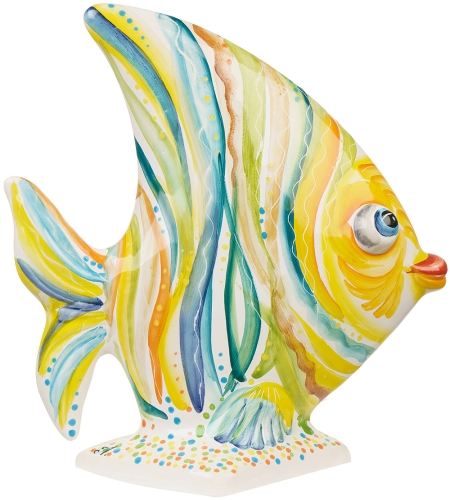 Картинка Фигурка большая на подставке Рыба полосы керамическая декоративная авторской ручной работы КМ Ариадна КМА-ФД-12 2424680005786 фото 3