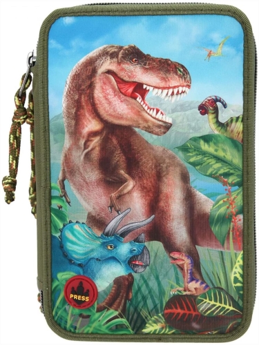 Картинка Пенал школьный 3 отделения с наполнением 43 предмета и подсветкой Dino World Динозавр 11860 4010070605728 фото 2