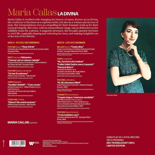 Картинка Maria Callas La Divina Red Vinyl (LP) Warner Classics Music 401907 5054197685101 фото 3