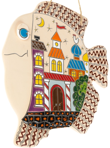 Картинка Панно большое Рыба Городские ворота керамическое декоративное авторской ручной работы КМ Ариадна КМА-ПД-23 2424680005472 фото 2