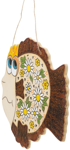 Картинка Панно МАЛОЕ Рыба Королева цветы керамическое декоративное авторской ручной работы КМ Ариадна КМА-ПД-04 2424680005144 фото 4