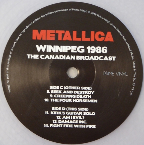 Картинка Metallica Winnipeg 1986 The Canadian Broadcast (2LP) Prime Vinyl 401381 803343166835 фото 4