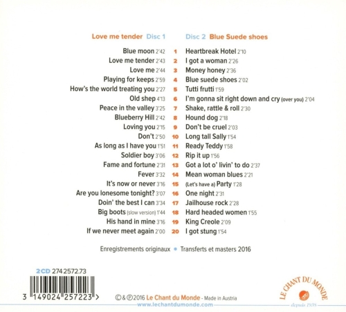 Картинка Elvis Presley Love Me Tender - Blue Suede Shoes (2CD) Le Chant Du Monde Music 401778 3149024257223 фото 3
