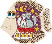 Картинка Панно декоративное Рыба с подвижным хвостом Коты на крыше керамическое авторской ручной работы КМ Ариадна КМА-ПД-61 2424680006882