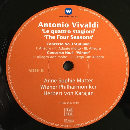 Картинка Vivaldi The Four Seasons Anne-Sophie Mutter Herbert von Karajan Wiener Philharmoniker (LP) Warner Classics 393570 190295871949 фото 5