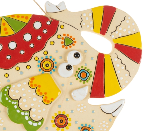 Картинка Панно Слон керамическое декоративное авторской ручной работы КМ Ариадна КМА-ПД-13 2424680005236 фото 3