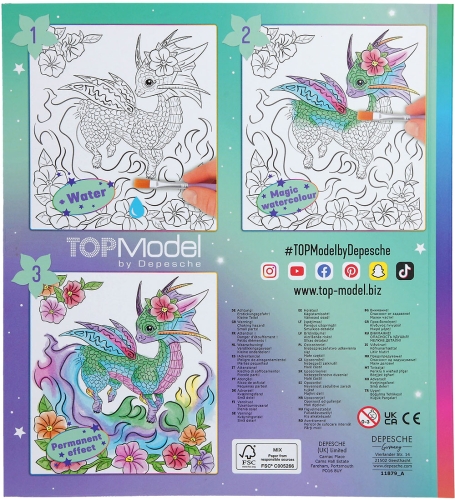 Картинка Альбом для раскрашивания Акварель TOPModel Fantasy Dragon Love Watercolour Book Дракон Раскрашивание водой Топ Модель 0411879 4010070607333 фото 7