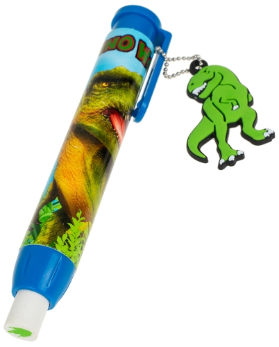 Картинка Ластик в форме ручки Dino World с подвеской Динозавр 043988/синий 2424680004734 фото 2