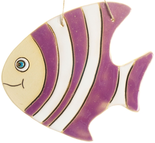 Картинка Панно Рыба полосатик фиолетовая керамическое декоративное авторской ручной работы КМ Ариадна КМА-ПД-40 2424680005694