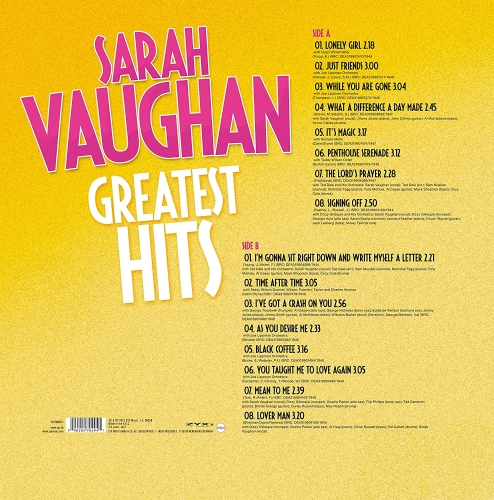 Картинка Sarah Vaughan Greatest Hits (LP) ZYX Music 397773 090204704941 фото 3