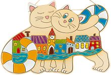 Картинка Панно декоративное Влюбленные коты. Городская набережная керамическое авторской ручной работы КМ Ариадна КМА-ПД-53 2424680006387