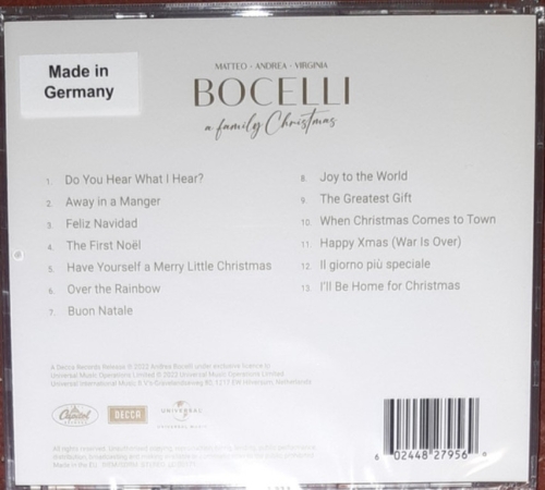 Картинка Andrea Bocelli A Family Christmas (CD) Decca 397802 0602448279569 фото 4
