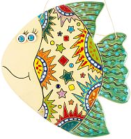 Картинка Панно Рыба Звезды зеленая декоративное авторской ручной работы КМ Ариадна КМА-ПД-27 2424680005519