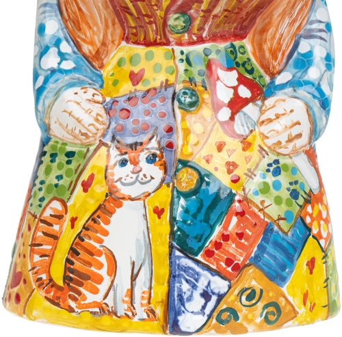 Картинка Фигурка колокольчик Баба Яга с котом керамическая декоративная авторской ручной работы КМ Ариадна КМА-КД-01 2424680005021 фото 4
