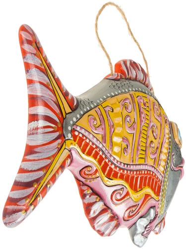 Картинка Панно декоративное Рыба Пряник желто-розовая керамическое авторской ручной работы КМ Ариадна КМА-ПД-62 2424680006899 фото 2